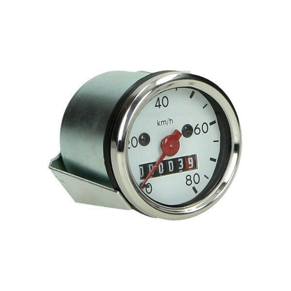 Km tellerklok 80km/u met lampje 48mm wit Tomos