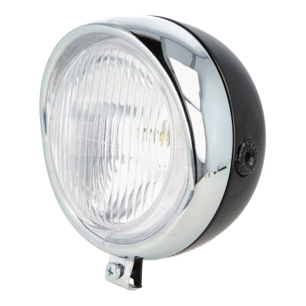 Koplamp Guia rond retro (made in EU) 130mm zwart/chroom universeel